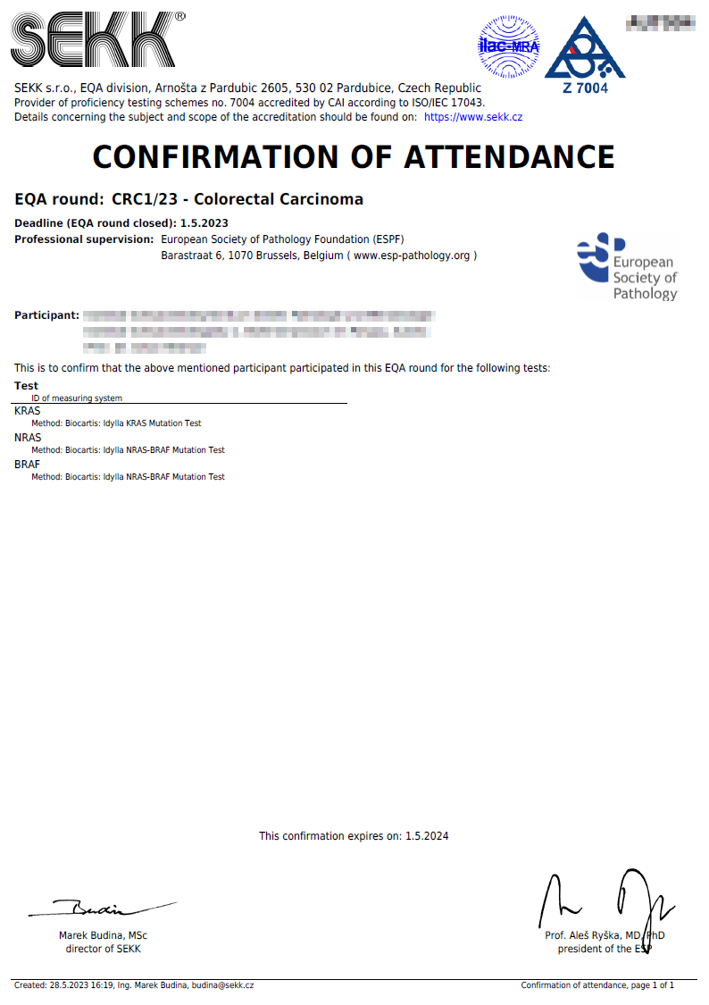 Confirmation of attendance